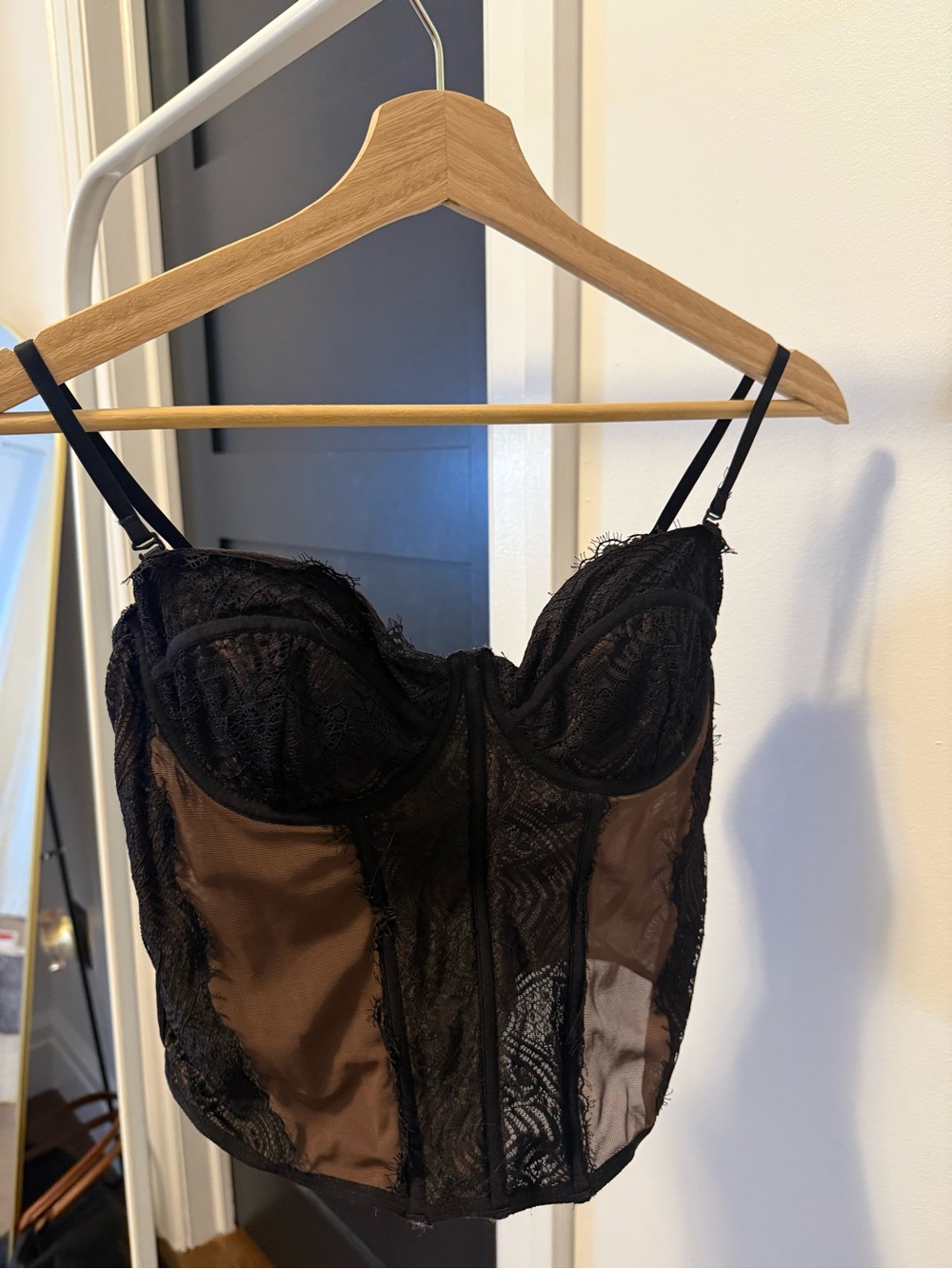 Garage Black & Brown Lace Bustier Corset Top